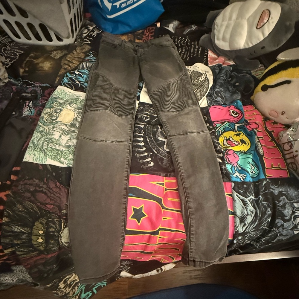 Gray Biker Jeans